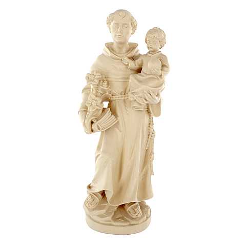 Statua di Sant'Antonio da Padova in legno naturale, linea da 30 cm - Demetz Deur