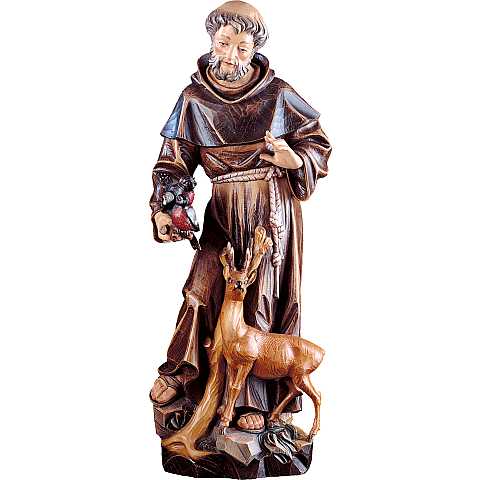 Statua di San Francesco d'Assisi in legno dipinto a mano, linea da 25 cm - Demetz Deur