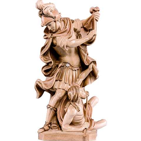 Statua di San Martino in Legno, Rifinitura 3 Toni di Marrone, Altezza 17 Cm Circa - Demetz Deur