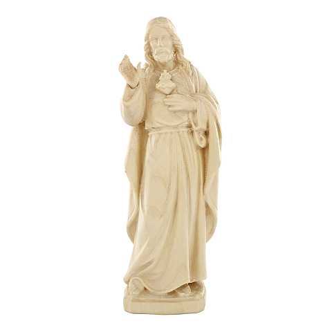 Statua del Sacro Cuore di Gesù in stile classico, in legno naturale, linea da 10 cm - Demetz Deur