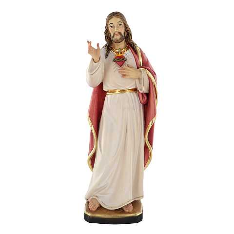 Statua del Sacro Cuore di Gesù in stile classico, in legno dipinto a mano, linea da 30 cm - Demetz Deur