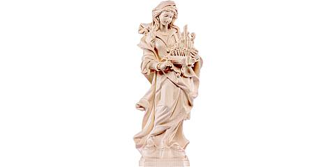Statua di Santa Cecilia in Legno, Rifinitura Naturale, Altezza 20 Cm Circa - Demetz Deur