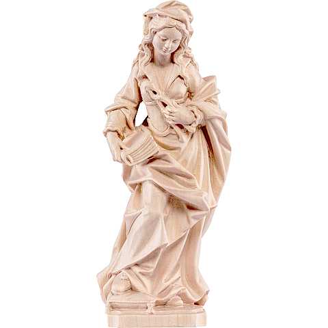 Statua di Santa Apollonia in Legno, Rifinitura Naturale, Altezza 20 Cm Circa - Demetz Deur