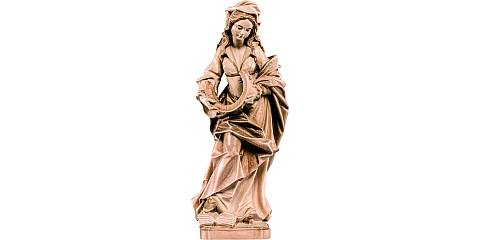 Statua di Santa Caterina in Legno, Rifinitura 3 Toni di Marrone, Altezza 40 Cm Circa - Demetz Deur