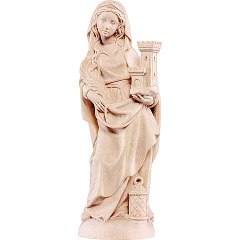 Statua di Santa Barbara gotica in Legno, Rifinitura Naturale, Altezza 40 Cm Circa - Demetz Deur