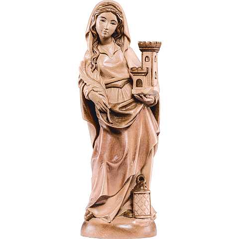 Statua di Santa Barbara gotica in Legno, Rifinitura 3 Toni di Marrone, Altezza 30 Cm Circa - Demetz Deur