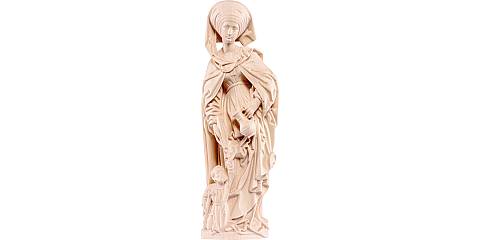 Statua di Santa Elisabetta con mendicante in Legno, Rifinitura Naturale, Altezza 20 Cm Circa - Demetz Deur