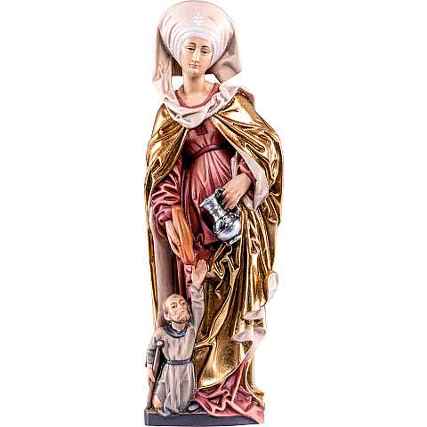 Statua di Santa Elisabetta con mendicante in Legno Colorato Dipinto a Mano, Altezza 30 Cm Circa - Demetz Deur