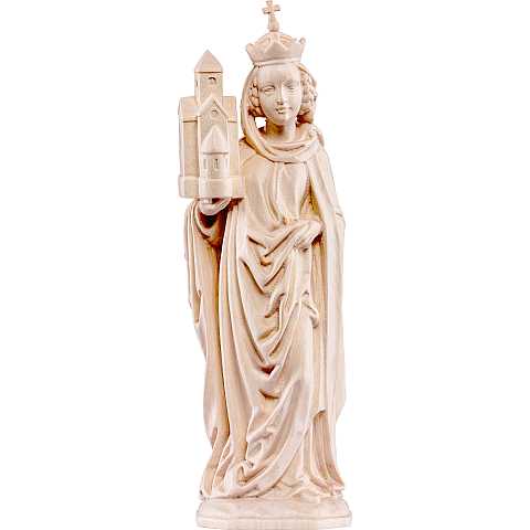 Statua di Santa Agnese in Legno, Rifinitura Naturale, Altezza 25 Cm Circa - Demetz Deur