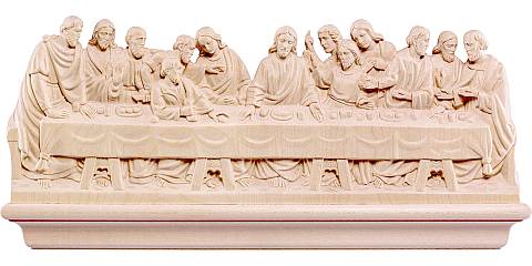 Ultima Cena stile Leonardo da Vinci, bassorilievo in legno naturale, larghezza: 40 cm - Demetz Deur