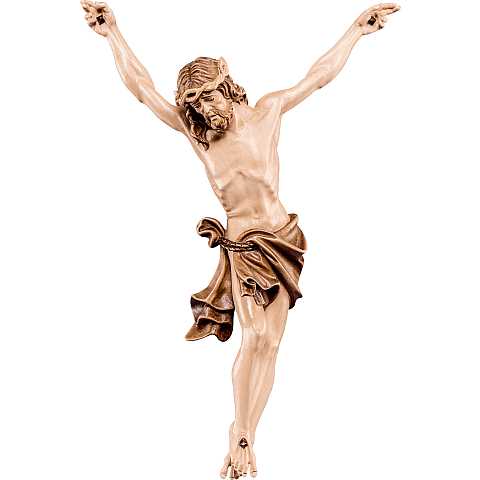 Corpo del Cristo delle Alpi per Crocifisso, Legno di Tiglio, Rifinitura: 3 Toni di Marrone, Altezza: 40 Cm Circa - Demetz Deur