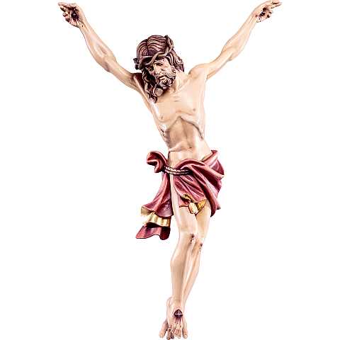 Corpo del Cristo delle Alpi con Drappo Rosso per Crocifisso, Legno Dipinto a Mano, Altezza: 12 Cm Circa - Demetz Deur