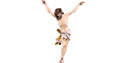 Corpo del Cristo delle Alpi con Drappo Bianco per Crocifisso, Legno Dipinto a Mano, Altezza: 35 Cm Circa - Demetz Deur