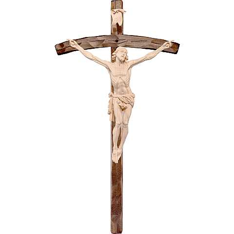 Crocifisso con Cristo della Passione e Croce, Legno Naturale, Altezza Corpo Gesù: 42 Cm - Demetz Deur