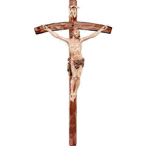 Crocifisso con Cristo della Passione e Croce, Legno 3 Toni di Marrone, Altezza Corpo Gesù: 11 Cm - Demetz Deur