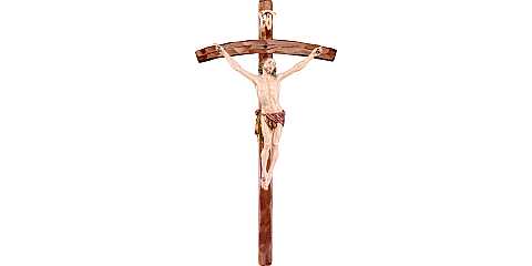 Crocifisso con Cristo della Passione e Croce, Legno Dipinto a Mano, Altezza Corpo Gesù: 7 Cm - Demetz Deur