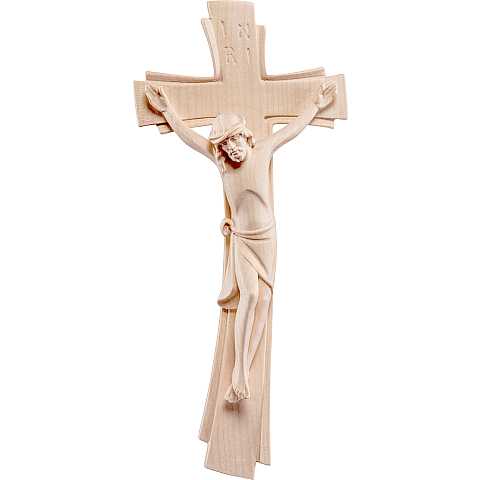 Crocifisso Sinai bianco - Demetz - Deur - Statua in legno dipinta a mano. Altezza pari a 15 cm.