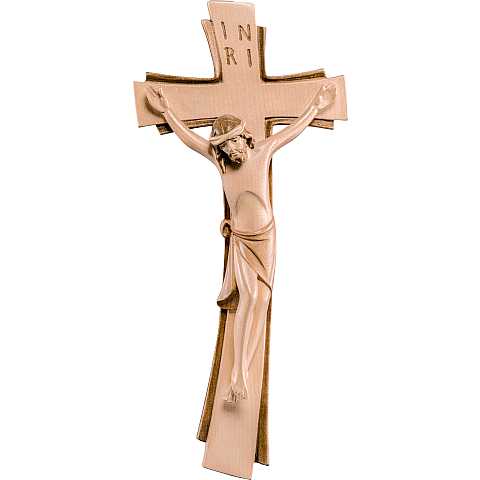 Crocifisso Sinai bianco - Demetz - Deur - Statua in legno dipinta a mano. Altezza pari a 30 cm.
