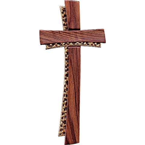 Crocifisso Croce Deco noce - Demetz - Deur - Croce in legno dipinta a mano. Altezza pari a 28 cm.