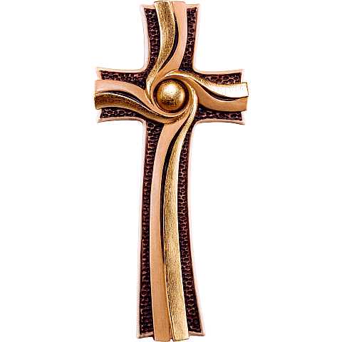 Croce della Luce, Crocifisso Contemporaneo Stile Moderno da Muro, Legno con Dettagli Color Oro, Altezza: 26 Cm - Demetz Deur