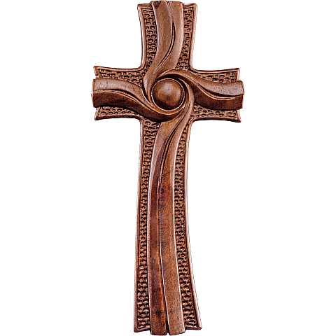 Croce della Luce, Crocifisso Contemporaneo Stile Moderno da Muro, Legno di Noce al Naturale, Altezza: 13 Cm - Demetz Deur
