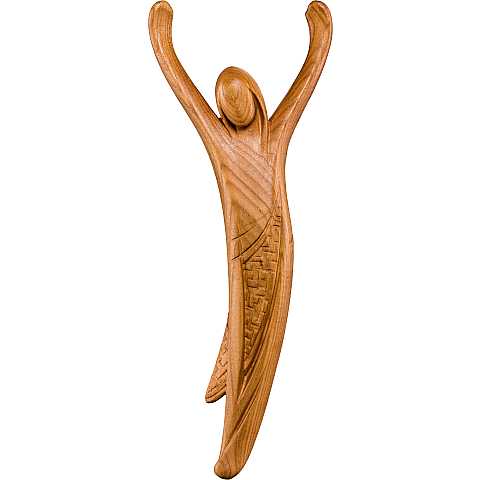Crocifisso Cristo della gioventù ciliegio - Demetz - Deur - Statua in legno dipinta a mano. Altezza pari a 30 cm.
