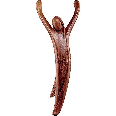Crocifisso Cristo della gioventù noce - Demetz - Deur - Statua in legno dipinta a mano. Altezza pari a 20 cm.