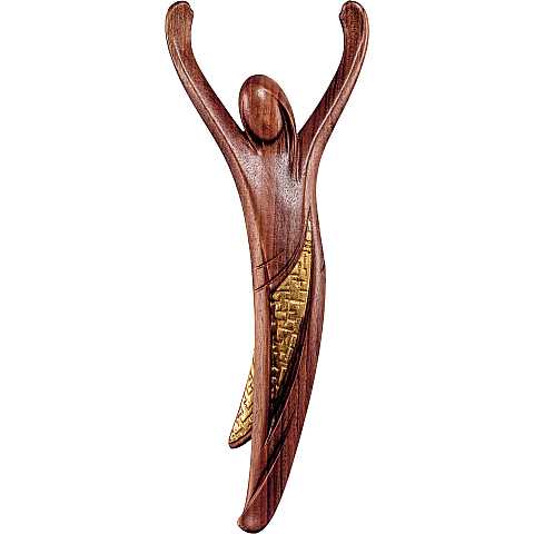 Crocifisso Cristo della gioventù noce - Demetz - Deur - Statua in legno dipinta a mano. Altezza pari a 20 cm.