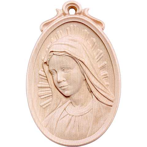 Medaglione busto Madonna - Demetz - Deur - Statua in legno dipinta a mano. Altezza pari a 6 cm.