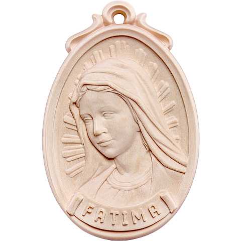 Medaglione busto Fatima - Demetz - Deur - Statua in legno dipinta a mano. Altezza pari a 9 cm.