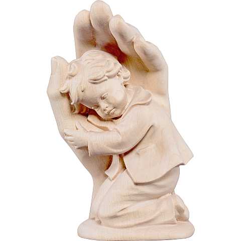 Statuetta della Mano Protettrice con Bambino, da Appoggio, Legno Naturale, Lunghezza  14 Cm - Demetz Deur