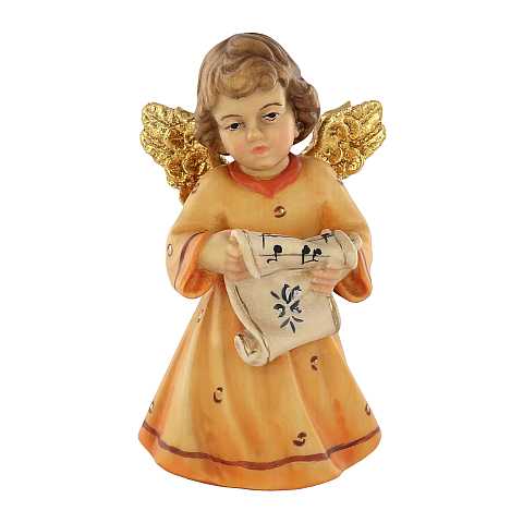 Statuina dell'angioletto che canta, linea da 10 cm, in legno dipinto a mano, collezione Angeli Sissi - Demetz Deur