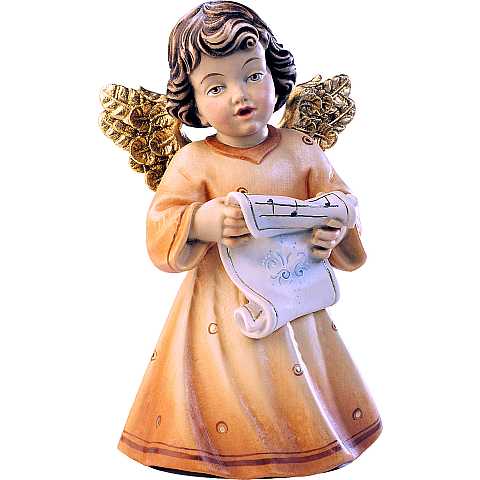 Statuina dell'angioletto che canta, linea da 20 cm, in legno dipinto a mano, collezione Angeli Sissi - Demetz Deur