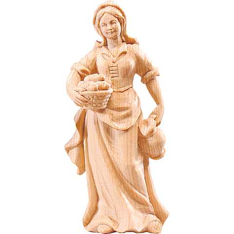 Pastorella con brocca per Presepe ''Rives Krippe'', Statuina in Legno Naturale, Adatta a Presepe Linea 15 Cm - Demetz Deur