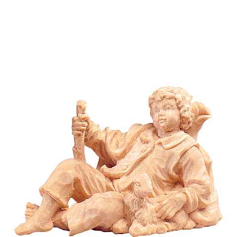 Fanciullo sdraiato per Presepe ''Rives Krippe'', Statuina in Legno Naturale, Adatta a Presepe Linea 15 Cm - Demetz Deur