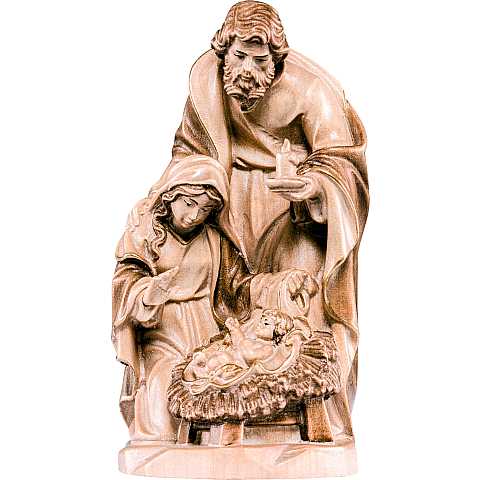Statuina Natività: Gesù, Giuseppe e Maria in legno, 3 toni di marrone, linea da 16 cm, serie Avvento - Demetz Deur