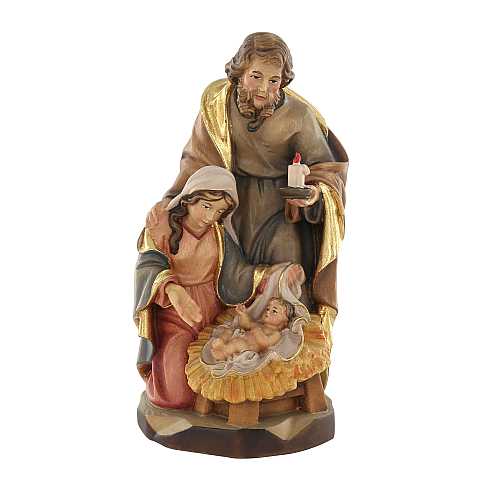 Statuina Natività: Gesù, Giuseppe e Maria, linea da 16 cm, in legno dipinto con colori a olio, serie Avvento - Demetz Deur