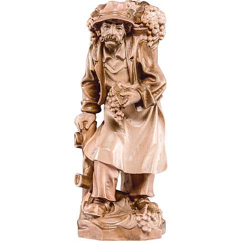 Vendemmiatore - Demetz - Deur - Statua in legno dipinta a mano. Altezza pari a 25 cm.