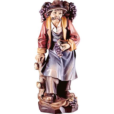 Vendemmiatore - Demetz - Deur - Statua in legno dipinta a mano. Altezza pari a 25 cm.