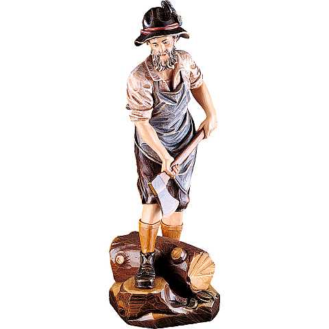 Boscaiolo - Demetz - Deur - Statua in legno dipinta a mano. Altezza pari a 10 cm.