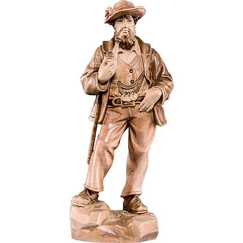 Contadino viandante - Demetz - Deur - Statua in legno dipinta a mano. Altezza pari a 10 cm.