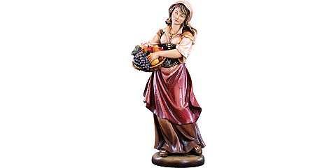 Donna con frutta - Demetz - Deur - Statua in legno dipinta a mano. Altezza pari a 10 Cm - Demetz Deur