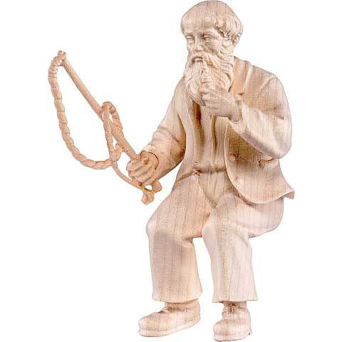 Carrettiere seduto - Demetz - Deur - Statua in legno dipinta a mano. Altezza pari a 11 cm.