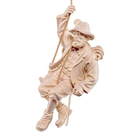Alpinista in cordata - Demetz - Deur - Statua in legno dipinta a mano. Altezza pari a 13 cm.