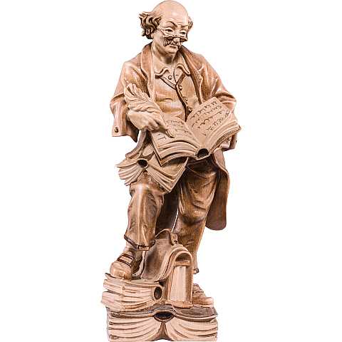 Statuina Filosofo, Statua Pensatore con Libri, Legno in 3 Toni di Marrone, Linea  25 Cm - Demetz Deur