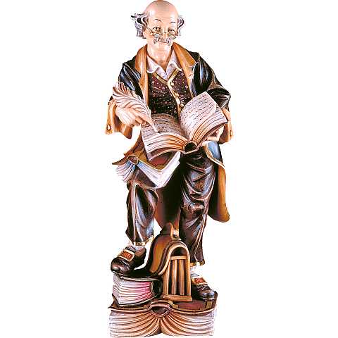 Statuina Filosofo, Statua Pensatore con Libri, Legno Colorato a Mano, Linea  25 Cm - Demetz Deur