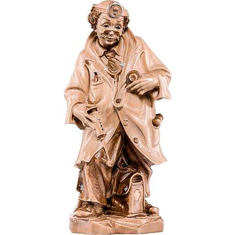 Statuina Dottore in Medicina, Statua Medico con Siringa, Legno 3 Toni di Marrone, Linea 50 Cm - Demetz Deur
