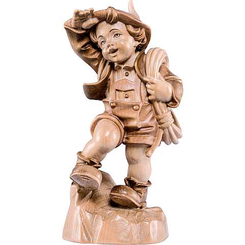 Ragazzo alpinista - Demetz - Deur - Statua in legno dipinta a mano. Altezza pari a 13 cm.