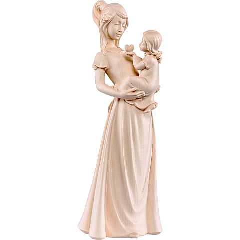 Statuina Mamma con Figlia, Statua dell'Affetto con Madre e Bambina, Legno Naturale, Linea 30 Cm - Demetz Deur