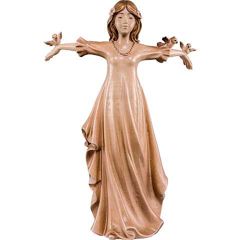 La libertà - Demetz - Deur - Statua in legno dipinta a mano. Altezza pari a 20 cm.